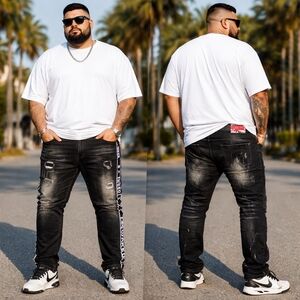 DSQUARED2 Black Distressed Jeans 100% Cotton Paint Splatter Slim Streetwear IT54